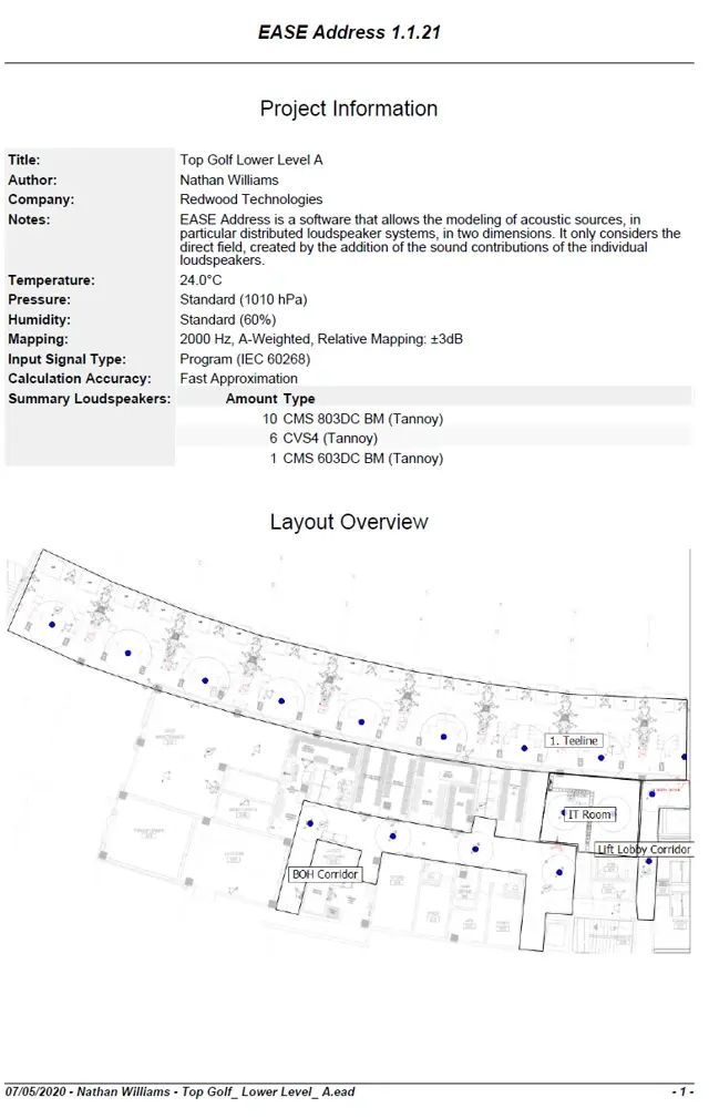 Audio system plan